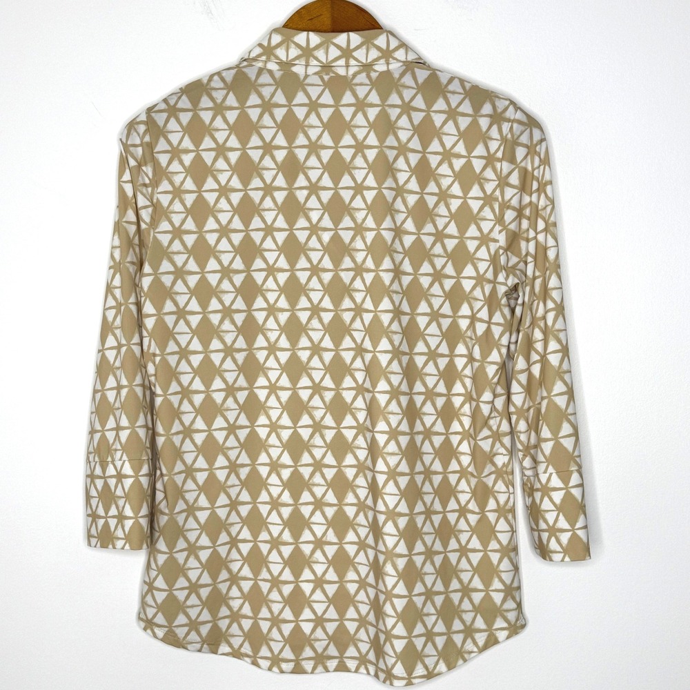 J. Mclaughlin Top Button Front Tan/White Small - image 2